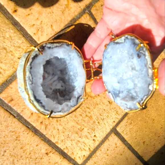 Kharma by Avelon Other - LAST ONE!! Baby blue Crystal Geode trinket box 7" diameter Brass findings